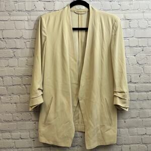 Babaton Power Blazer Ruched Sleeves Open Front Beige Size 8 Aritzia Workwear
